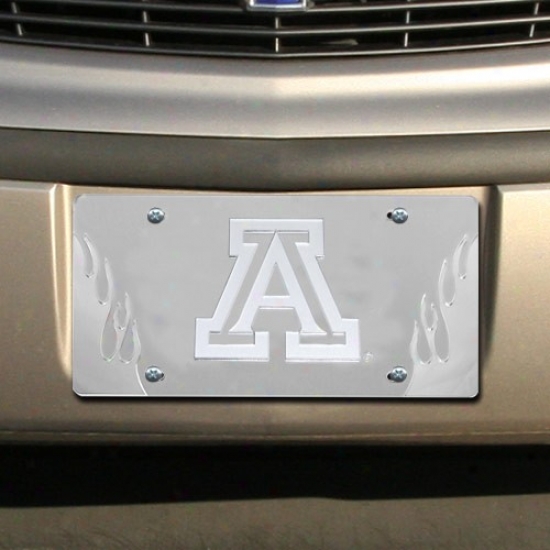 Arizona Wildcats Silver Mirrored Flame License Plate