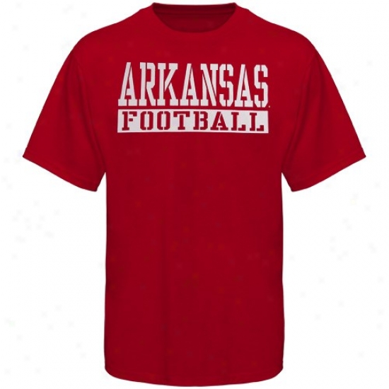 Arkansas Razorbacks Attire: Arkansas Razorbacks Cardinal Stencil Football T-shirt