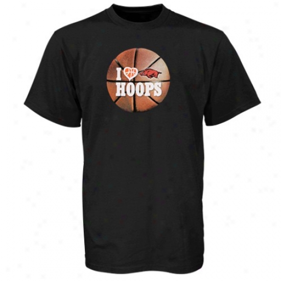Arkansas Razorbacks T Shirt : Arkansas Razorbacks Black I Love Hoops T Shirt