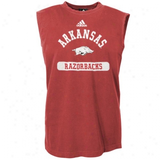 Arkansas Razorbacks Tshirt : Adidas Arkansas Razorbacks Cardinal Youth Arch Sleeveless Tshirt