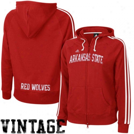 Arkansas State Red Wolves Hoodys : Adidas Arkansas State Red Wolves Ladies Scarlet College Town Full Zip Vintage Hoodys