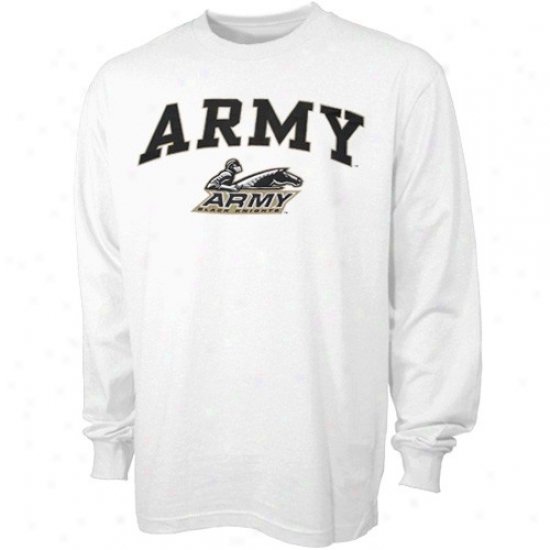 Army Black Knights Tshirt : Army Black Knights  White Bare Essentials Long Sleeve Tshirt
