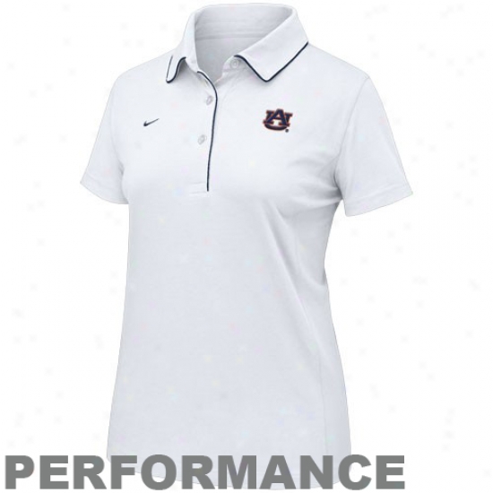 Auburn Polo : Nike Auburn Ladiew White Dri-fitt Classic Polo