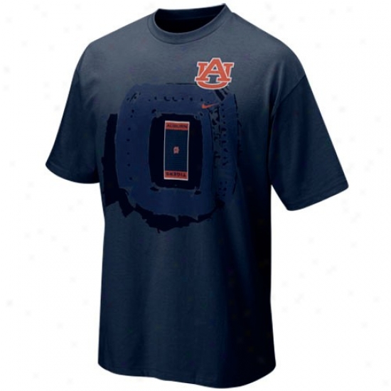Auburn Tigers Attire: Nike Nut-brown Tigers Navy Blue Aerial View T-shirt