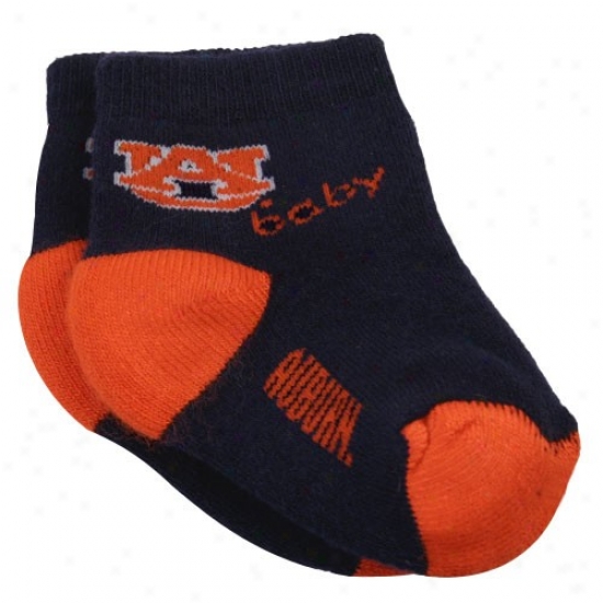 Auburn Tigers Infant Navy Blue-orange Team Logo Bootie Socks