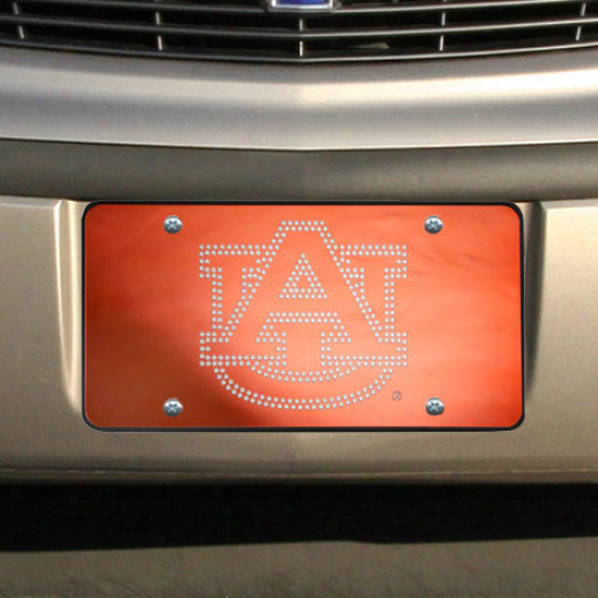 Auburn Tigers Orange Bling Mirrored License Plate