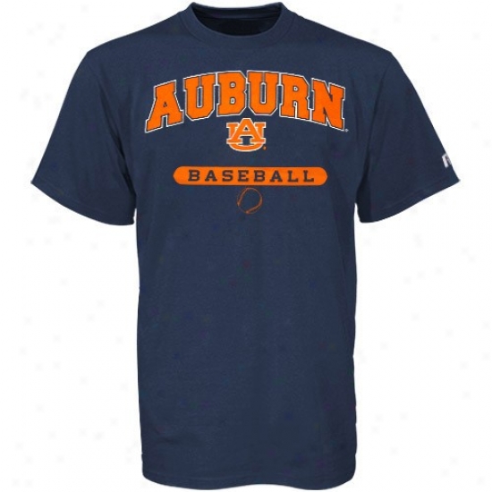 Auburn Univerdity Tshirt : Russell Auburn University Navy Blue Baseball Tshirt