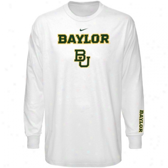 Baylot Bears T-shirt : Nike Baylor Bears White First-rate work  Logo Long Sleeve T-shirt