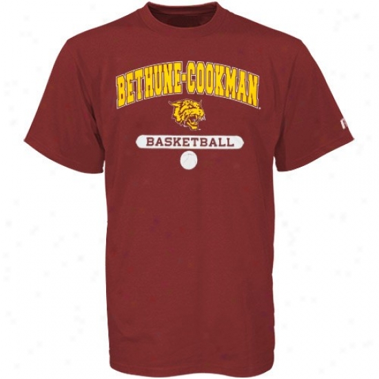 Bethune-cookman Wildcats Tshirts : Russell Bethune-cookman Wildcats Maroon Basketball Tshirts