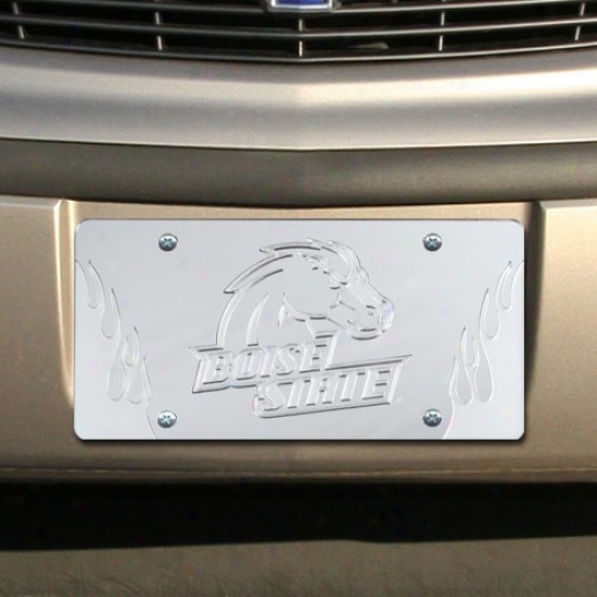 Boise State Broncos Silver Mirrorwd Flame Permit Plate
