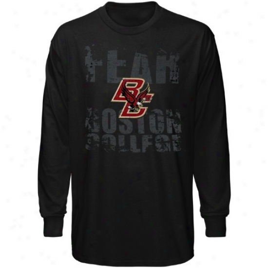 Boston College Eagles Tshirts : Boston College Eagles Black Fear Extended Sleeve Tshirts