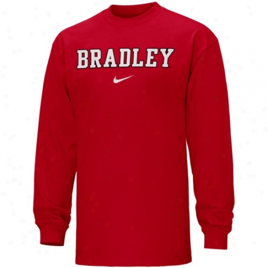 Bradley Braves Tshirt : Nike Bradley Braves Red Classic Long Sleeve Tshirt