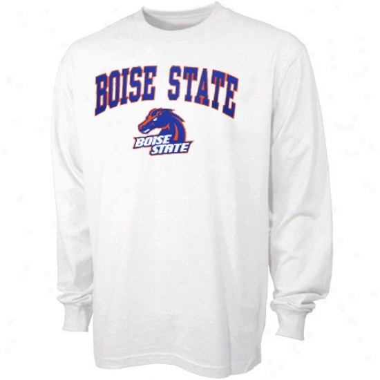 Bsu Broncos Tshirs : Bsu Broncos Youth White Bare Essentials Long Sleeve Tshirts