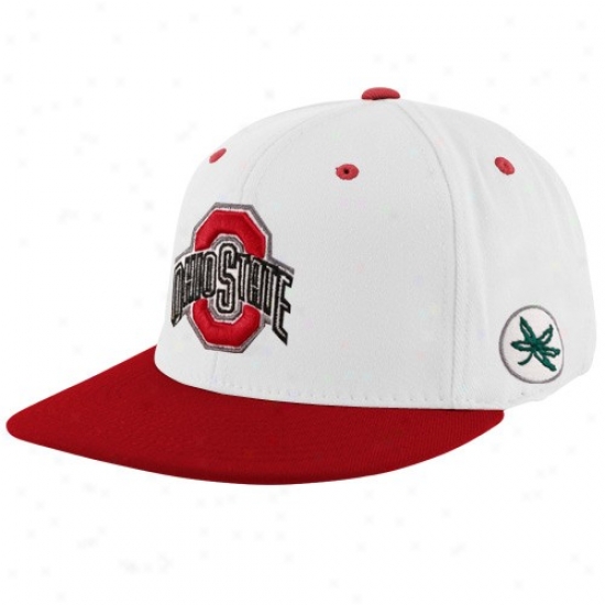 Buckeyes Hat : Top Of The World Buckeyes White-scarlet 2tone King 1fit Hat
