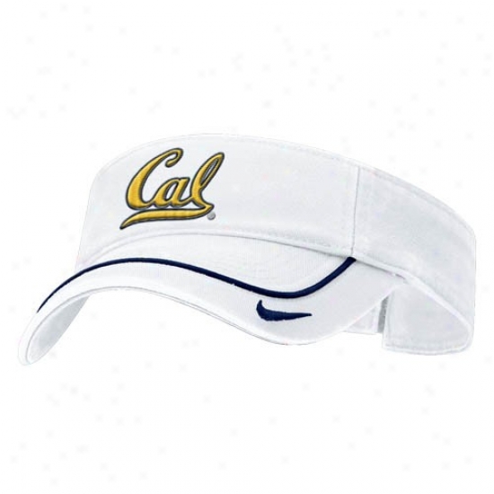 Cal Bears Merchandise: Nike Cal Golden Bears White Swoosh Adjustable Visor