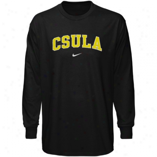 Cal State Los Angeles Golden Eagles Shirts : Nike Cal State Los Angeles Golden Eagless Black Vertical Arch Long Sleeve Shirts