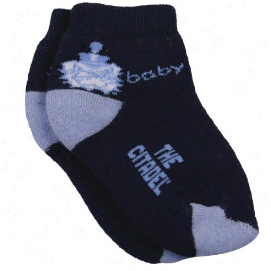 Citadel Bulldogs Infant Navy Blu-light Blue Team Logo Bootie Socks