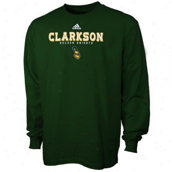 Clarkson Golden Knights Tees : Adidas Clarkson Golden Knights Green True Basic Lingering Sleeve Tees