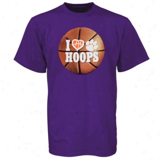 Clemson Apparel: Clemson Purple I Love Hoops T-shirt
