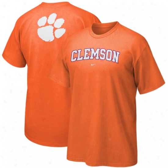 Clrmson Tiger Tsgirts : Nike Clemson Tiger Orange Arch Logo Tshirts
