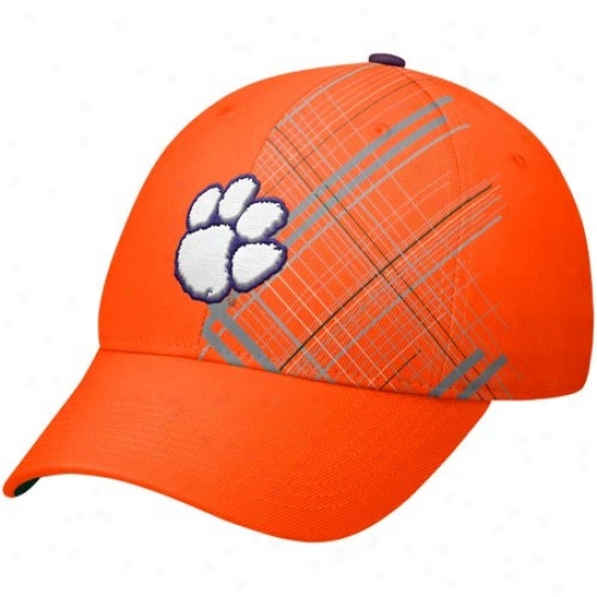Clemson Tigers Cardinal's office : Nike Clemson Tigers Orange Rad Plaid Swoosh Flex Hat