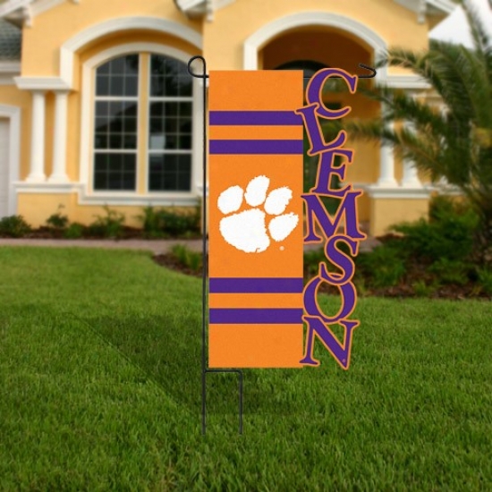 Clemsob Tigers Purple-orange Cut-out Applique Garden Flag