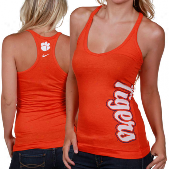 Clemson University Shirts : Nike Clemson University Ladies Orange Olivia Heathered Racerback Tank Top