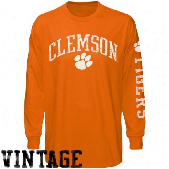 Clemson University Teea : Clemson University Orange Vintage Long Sleeve Tees