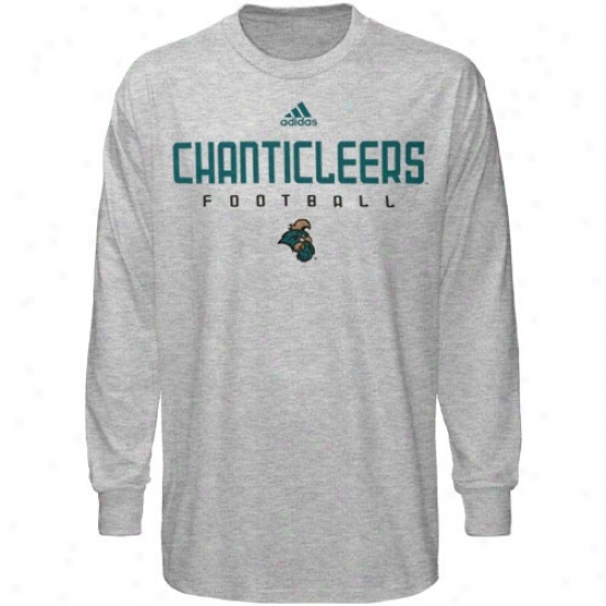 Coastal Carolina Chanticleers Attire: Adidas Coastal Carolina Chanticleers Ash Sideline Long Sleeve T-shirt