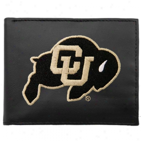 Colorado Buffaloes Black Embroidered Billfold Wallet