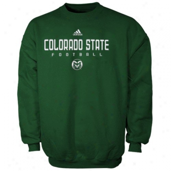 Coloradp State Rams Hoodys : Adidas Colorado State Rams Green Sideline Crew Hoodys