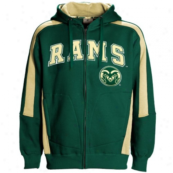 Colorado Sta5e Rams Sweat Shirt : Colorado State Rams Green Spiral Full Zip Sweat Shirt