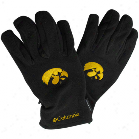 Columbia Iowa Hawkeyes Black Aloft Five Fleece Glove