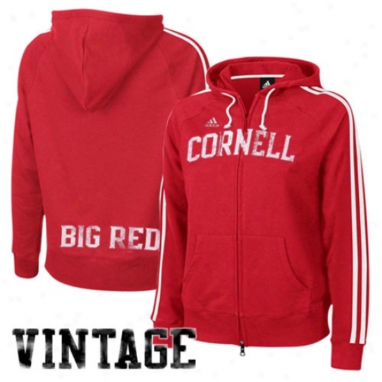 Cornell Big Red Sweat Shirts : Adidas Cornell Big Red Ladies Red College Town Full Zip Vintsge Exude Shirts