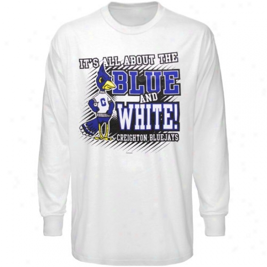 Creighton Bluejaye Tshirt : Creighton Bluejays White All Near Long Sleeve Tshirt