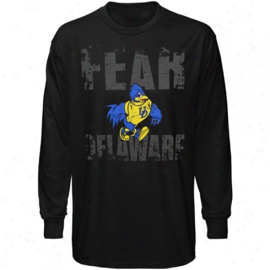 Delaware Fightin' Blue Hens Apparel: Delaware Fightin' Blue Hens Black Fear Long Sleeve T-shirt