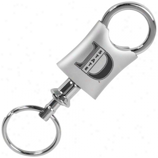 Dixie State Red Storm Brushed Metal Valet Keychain