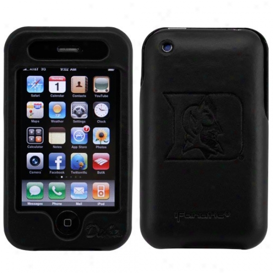 Duke Blue Devils Black Leather Team Logo Iphone Case