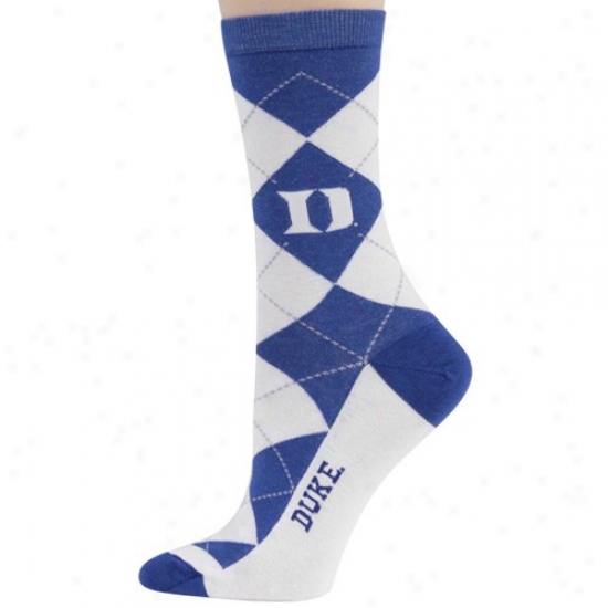 Duke Blue Devils White-duke Blue Argyle Socks