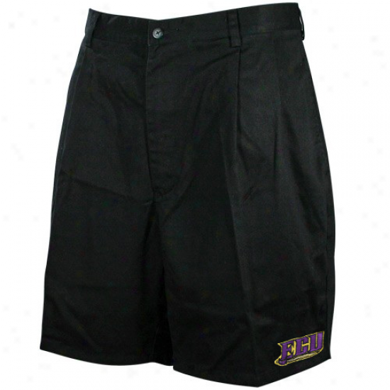 East Carolina Pirates Black Khaki Pleated Shorts