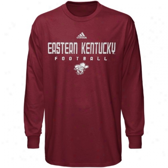 Eastern Kentucky Colonels T-shirt : Adidas Eastern Kentucky Colonels Maroon Sideline Long Sleeve T-shirt