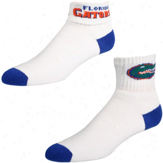 Florida Gators White (502) 9-11 Roll Down Ankle Socks