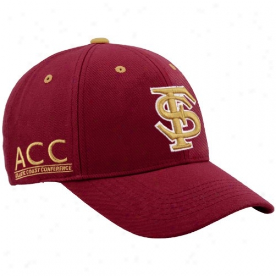 Florida State Merchandise: Rise aloft Of The World Florida State (fsu) Garnet Triple Conference Adjustable Hat