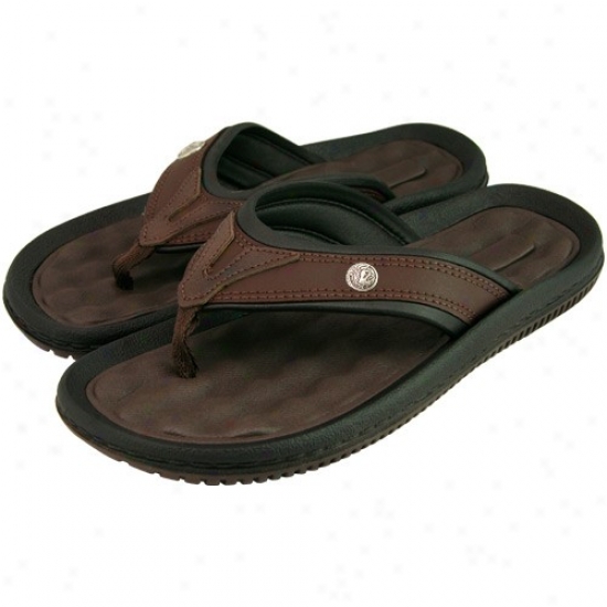 Florida State Seminoles (fsu) Brown Leather Sect Emblem Sandals