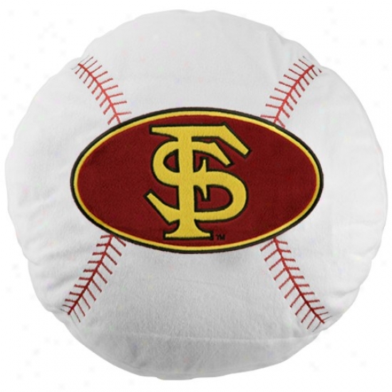 Florida State Seminoles (fsu) White 16'' Team Logo Baseball Pillow