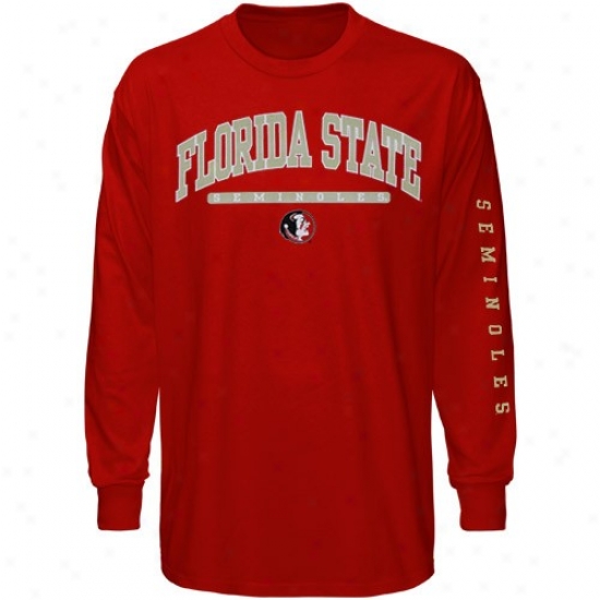 Florida State T Shirt : Florida Sttate (fsu) Garnet Mascot Bar Long-winded Sleeve T Shirt