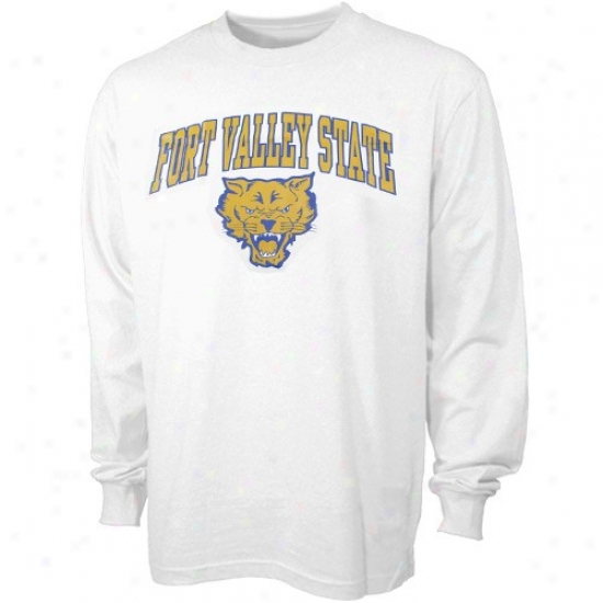 Fort Valley State Wildcats T-shirt : Fort Valley State Wildcats White Bare Essentilas Long Sleeve T-shirt