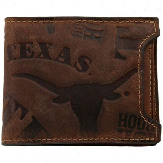 Fossil Texas Longhorns Broen Leather Shut Out Bifold Wallet