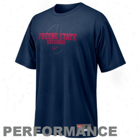 Fresno State Bulldogs T-shirt : Nike Fresno Statee Bulldogs Navy Blue Conference Performance T-shirt