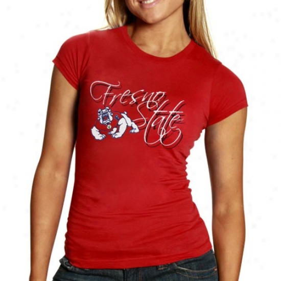 Fresno State Bulldogs Tshiirt : Fresno State Bulldogs Laxies Red Script And Logo Tshirt